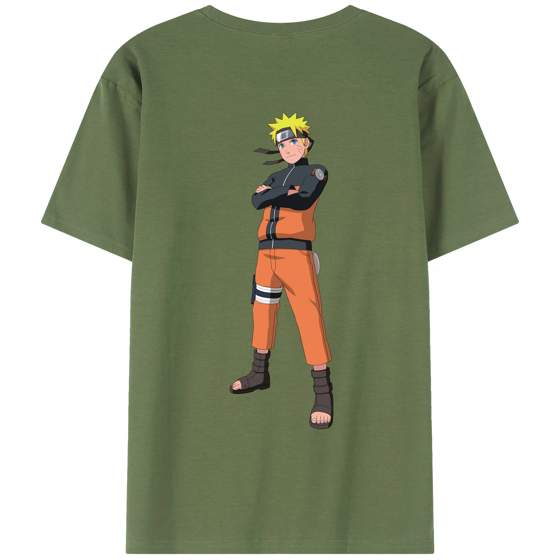 （画像用） NARUTO -ナルト- うずまき ナルト Uzumaki Naruto 綿100％ メンズ半袖Tシャツ（バックプリント） 通気性